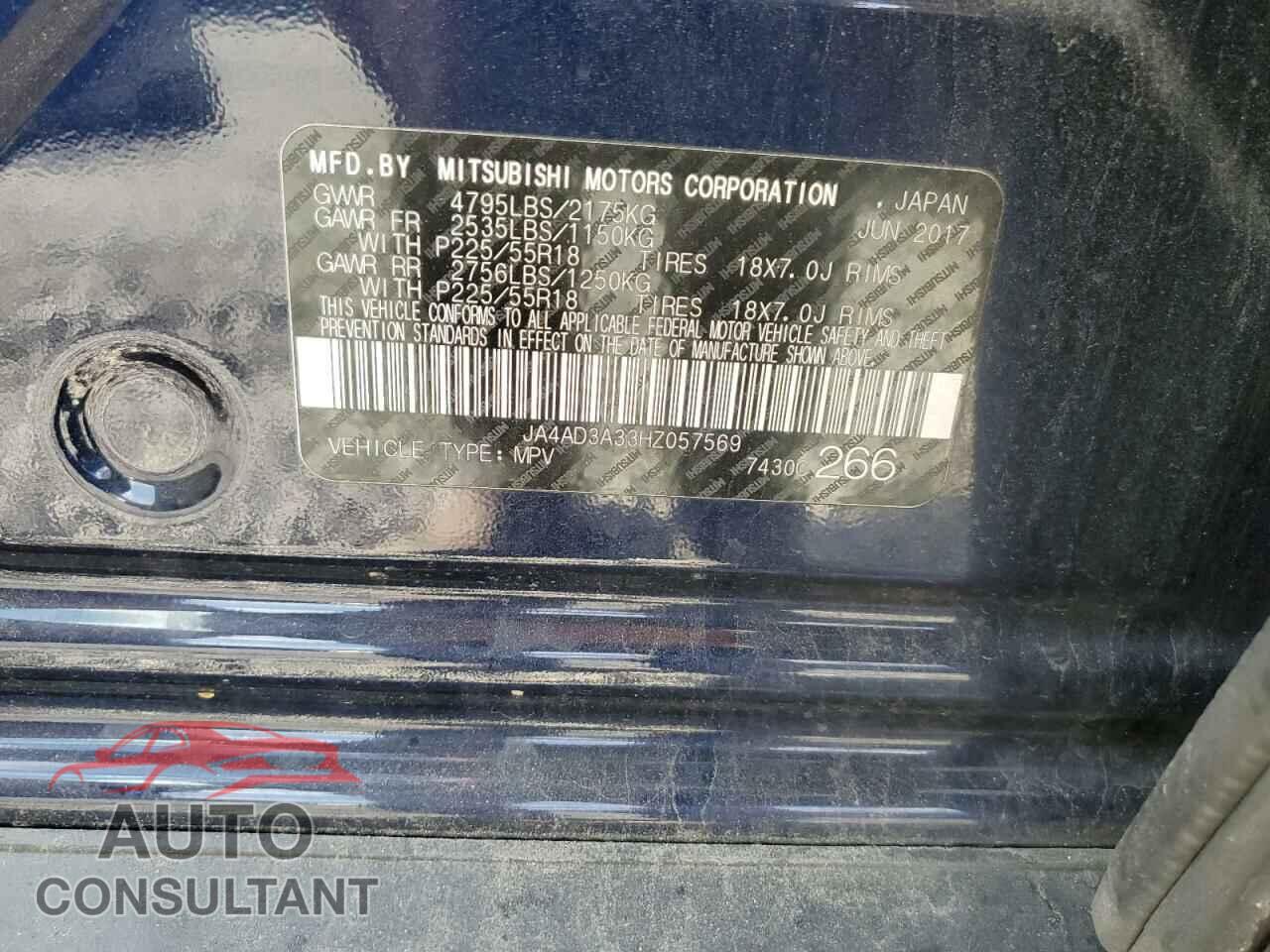 MITSUBISHI OUTLANDER 2017 - JA4AD3A33HZ057569