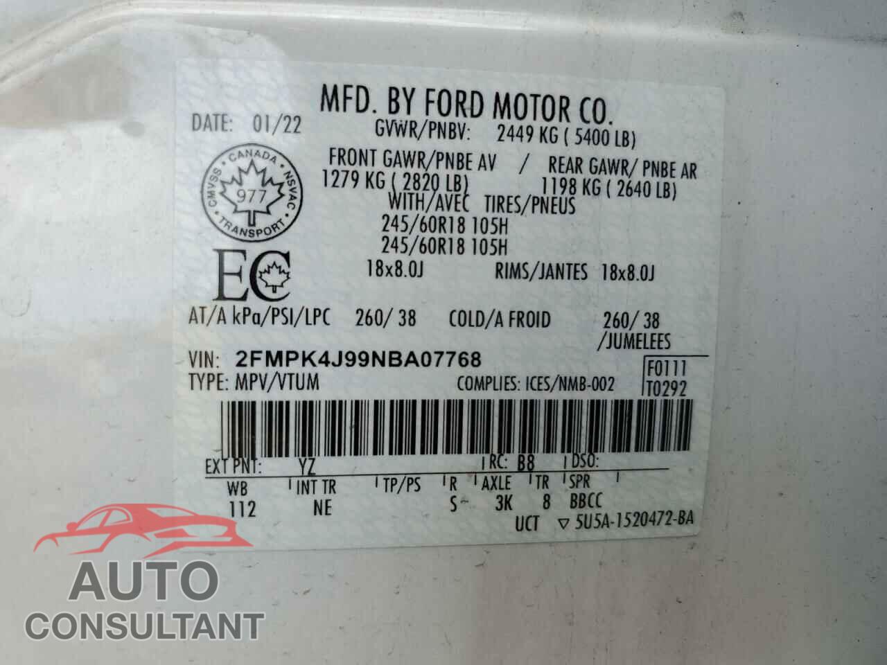 FORD EDGE 2022 - 2FMPK4J99NBA07768