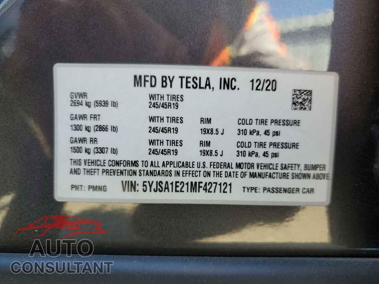 TESLA MODEL S 2021 - 5YJSA1E21MF427121