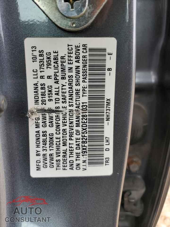 HONDA CIVIC 2013 - 19XFB2F5XDE281031