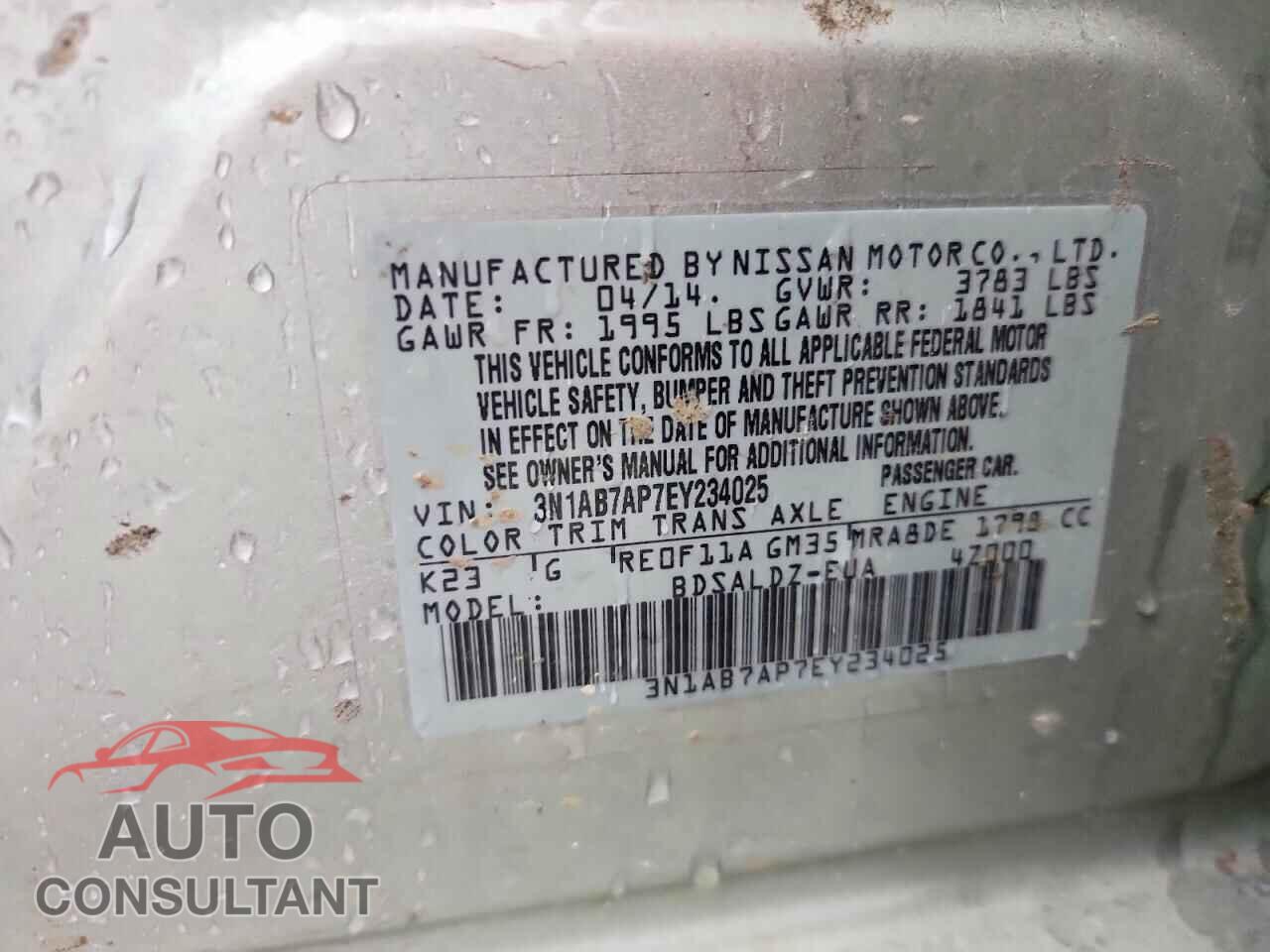 NISSAN SENTRA 2014 - 3N1AB7AP7EY234025