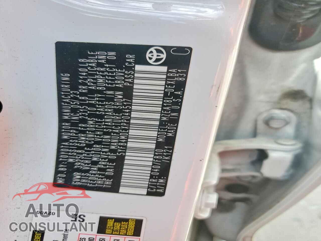 TOYOTA COROLLA 2023 - 5YFB4MDEXPP044517