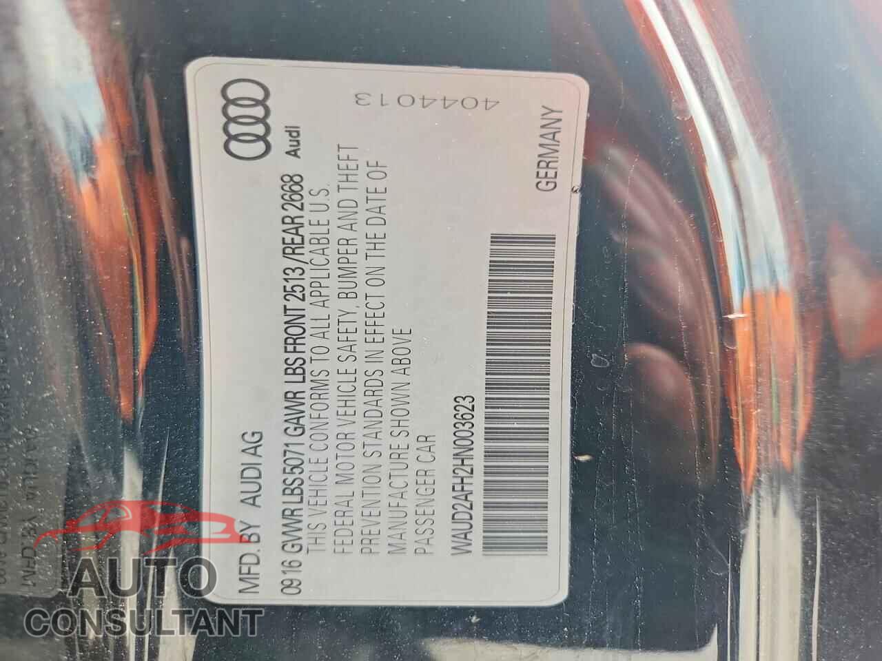 AUDI A5 2017 - WAUD2AFH2HN003623