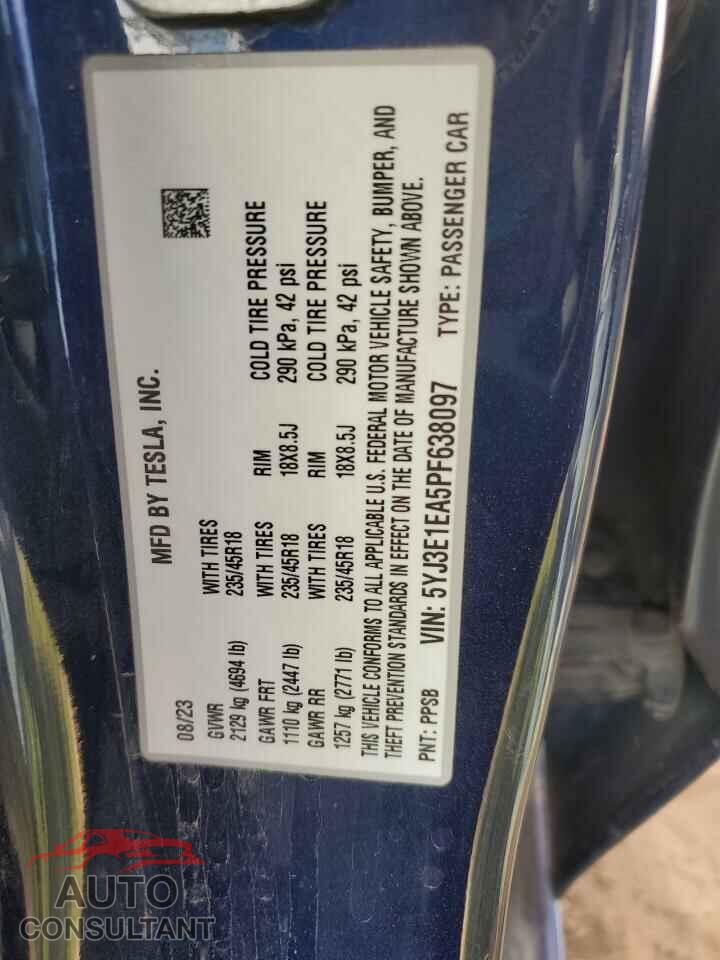 TESLA MODEL 3 2023 - 5YJ3E1EA5PF638097