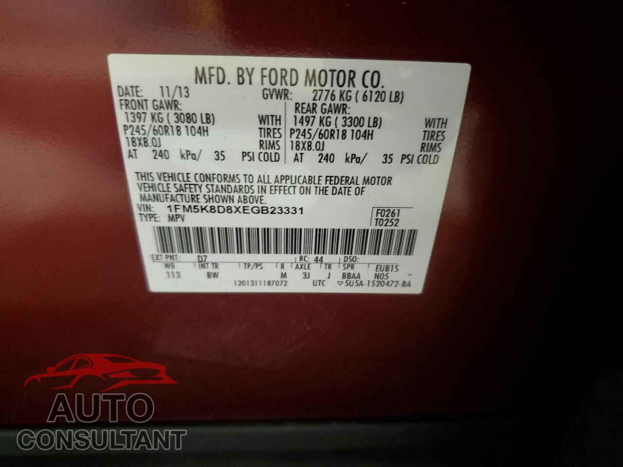 FORD EXPLORER 2014 - 1FM5K8D8XEGB23331