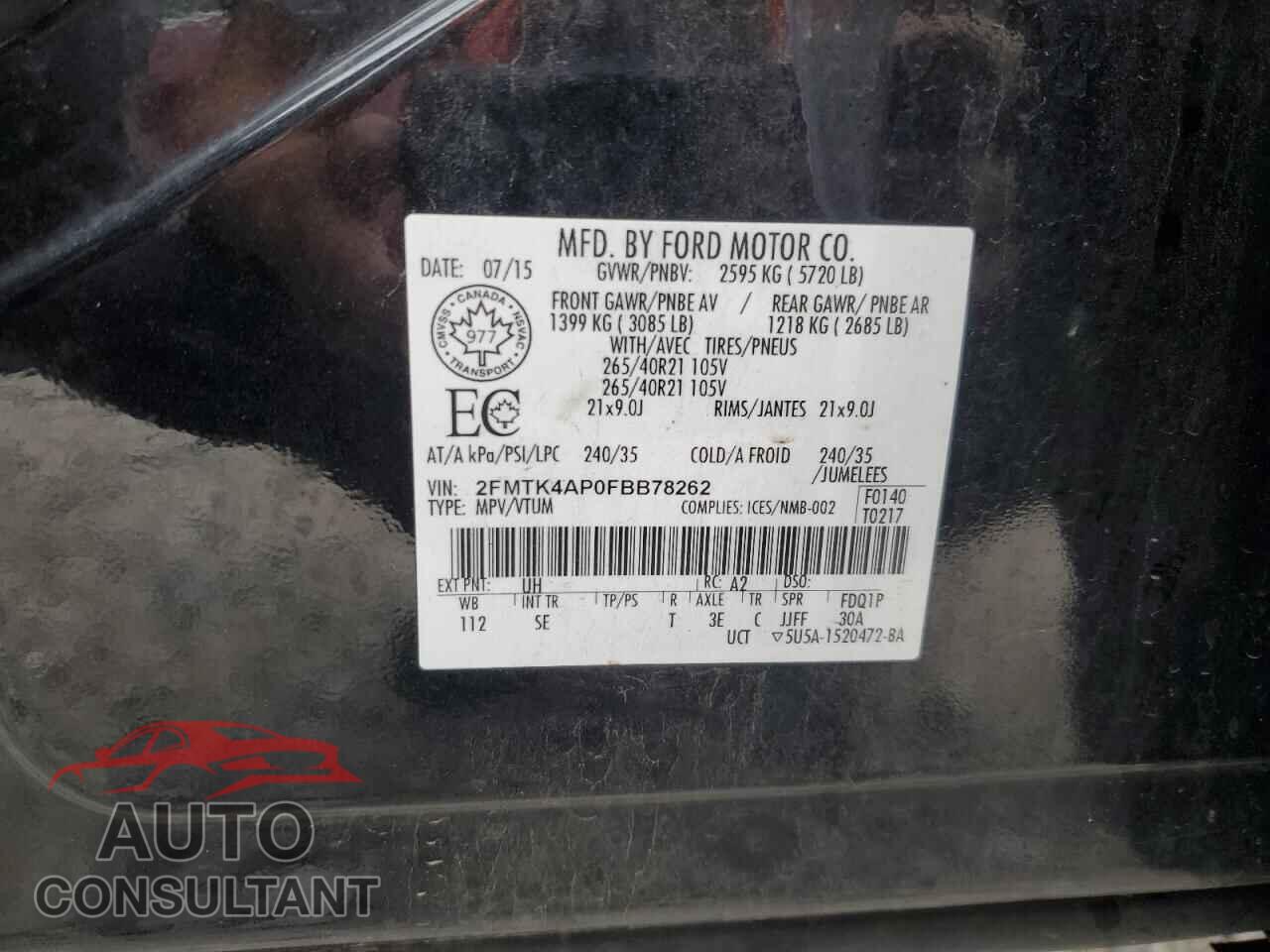 FORD EDGE 2015 - 2FMTK4AP0FBB78262