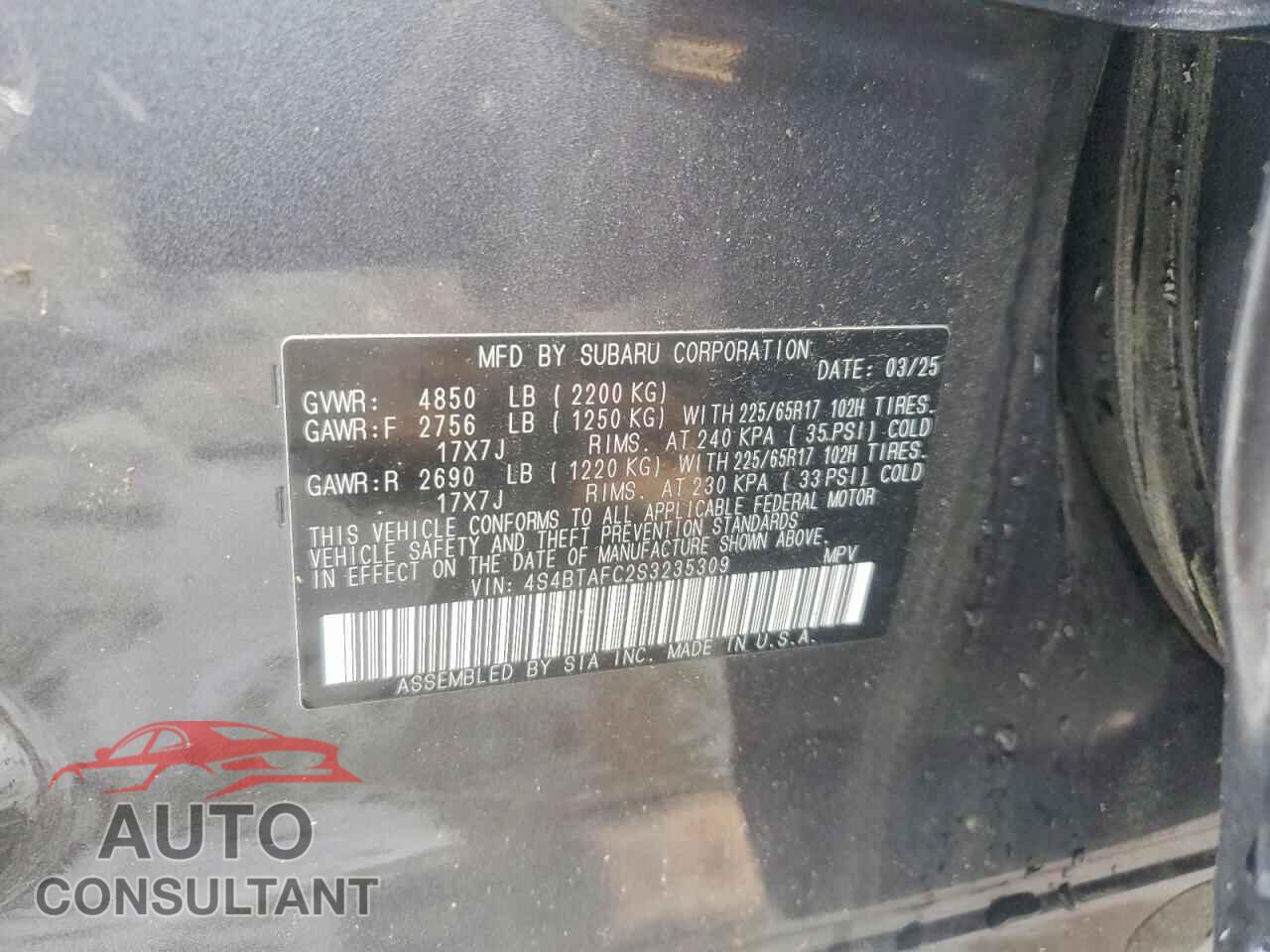 SUBARU OUTBACK 2025 - 4S4BTAFC2S3235309