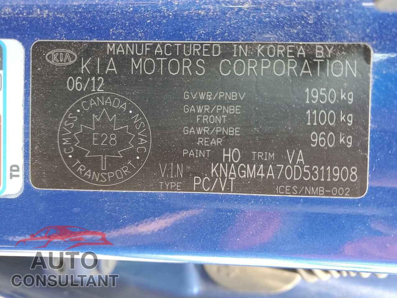 KIA OPTIMA 2013 - KNAGM4A70D5311908