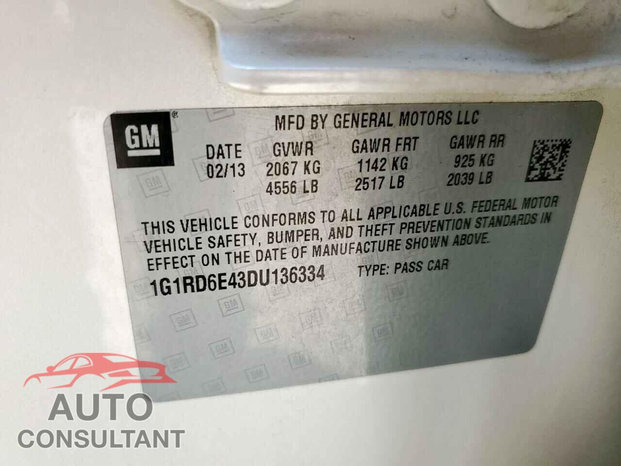 CHEVROLET VOLT 2013 - 1G1RD6E43DU136334