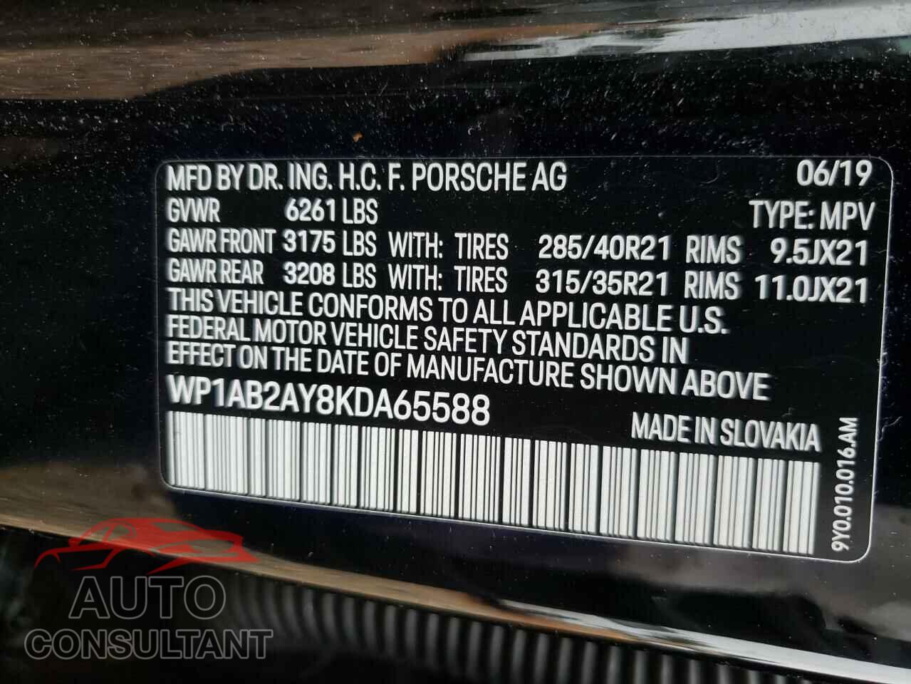 PORSCHE CAYENNE 2019 - WP1AB2AY8KDA65588
