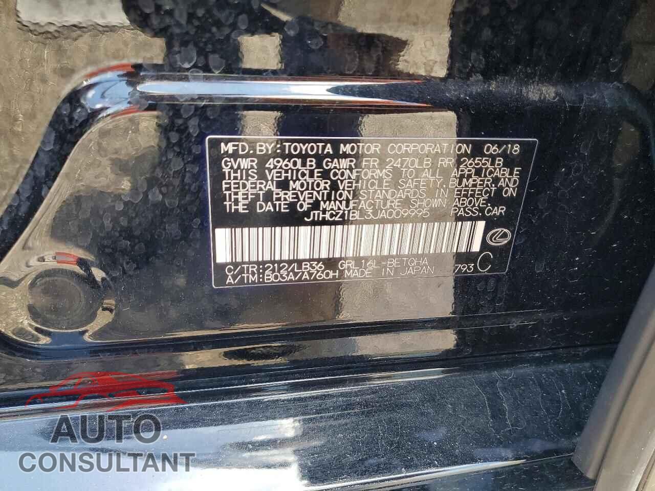 LEXUS GS 2018 - JTHCZ1BL3JA009995