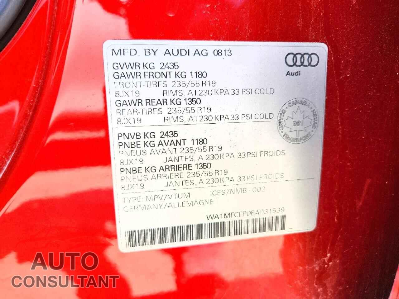 AUDI Q5 2014 - WA1MFCFP0EA031539