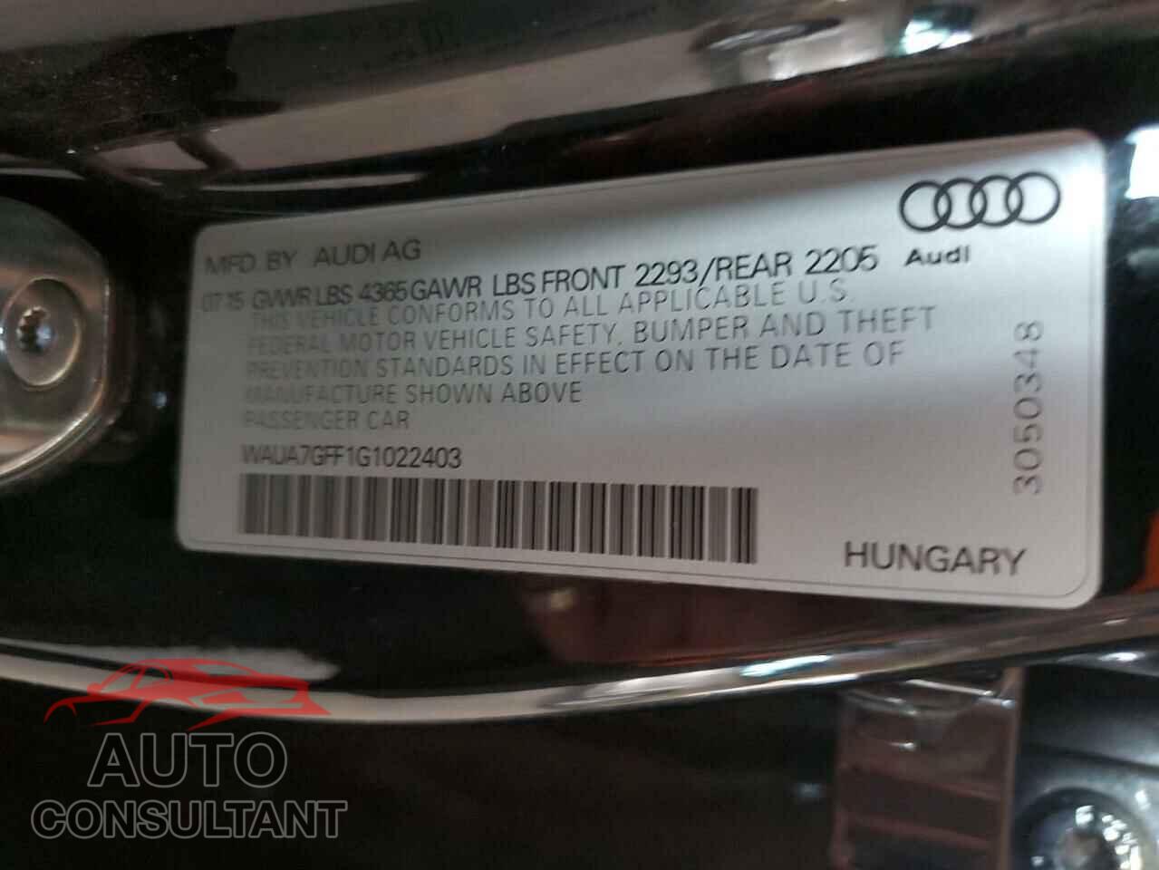 AUDI A3 2016 - WAUA7GFF1G1022403