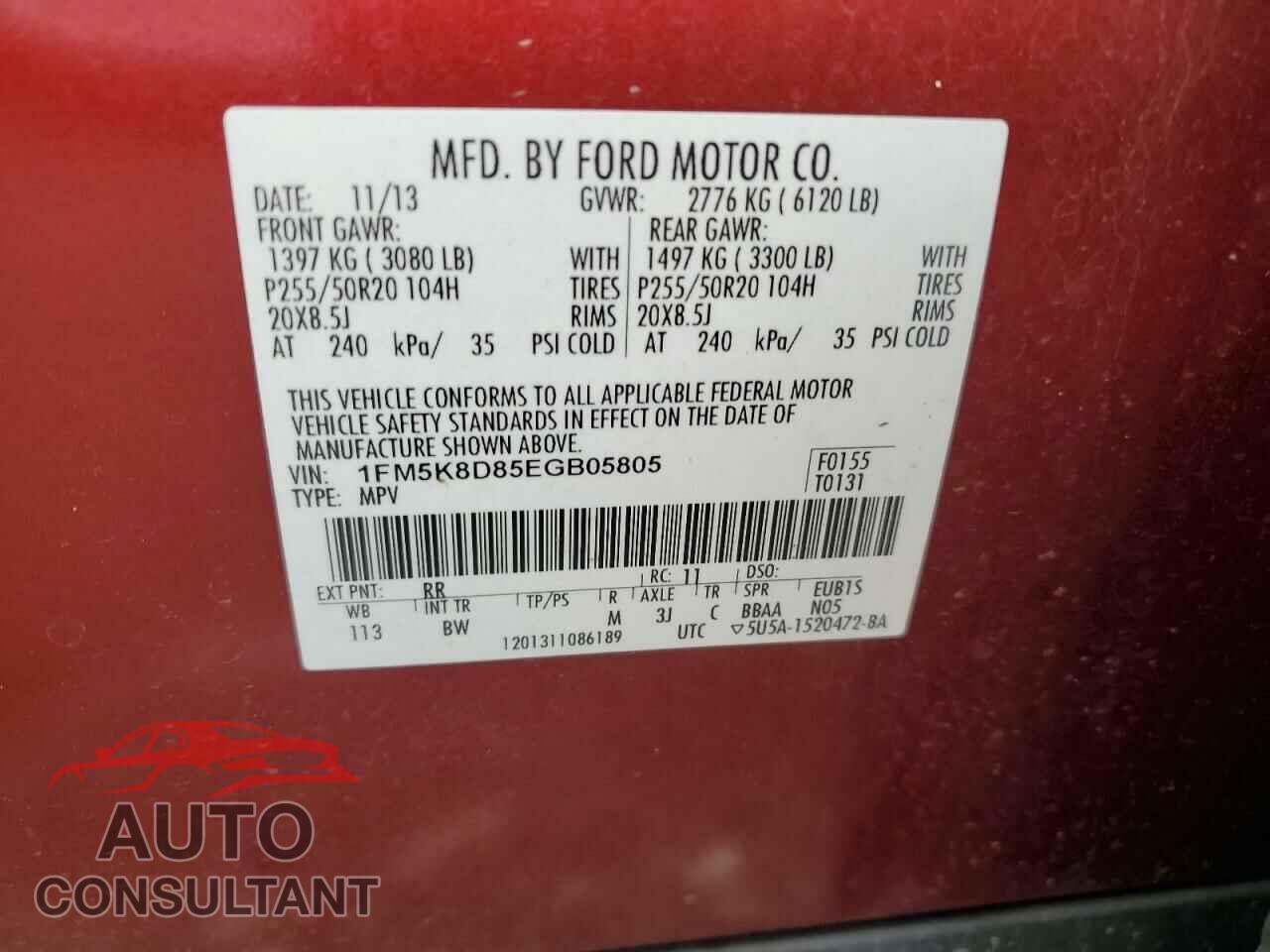 FORD EXPLORER 2014 - 1FM5K8D85EGB05805