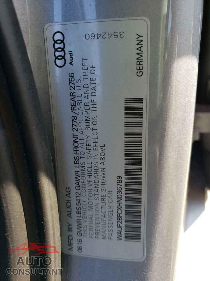 AUDI A6 2017 - WAUF2BFCXHN036789