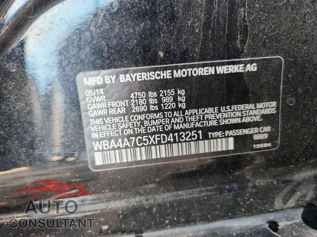 BMW 4 SERIES 2015 - WBA4A7C5XFD413251