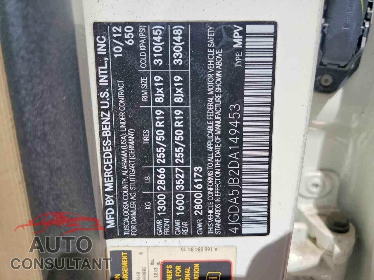MERCEDES-BENZ M-CLASS 2013 - 4JGDA5JB2DA149453