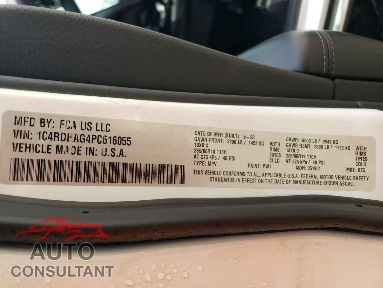 DODGE DURANGO 2023 - 1C4RDHAG4PC616055