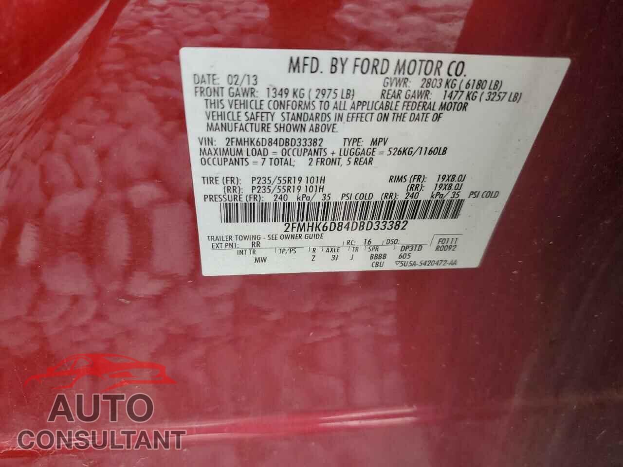 FORD FLEX 2013 - 2FMHK6D84DBD33382
