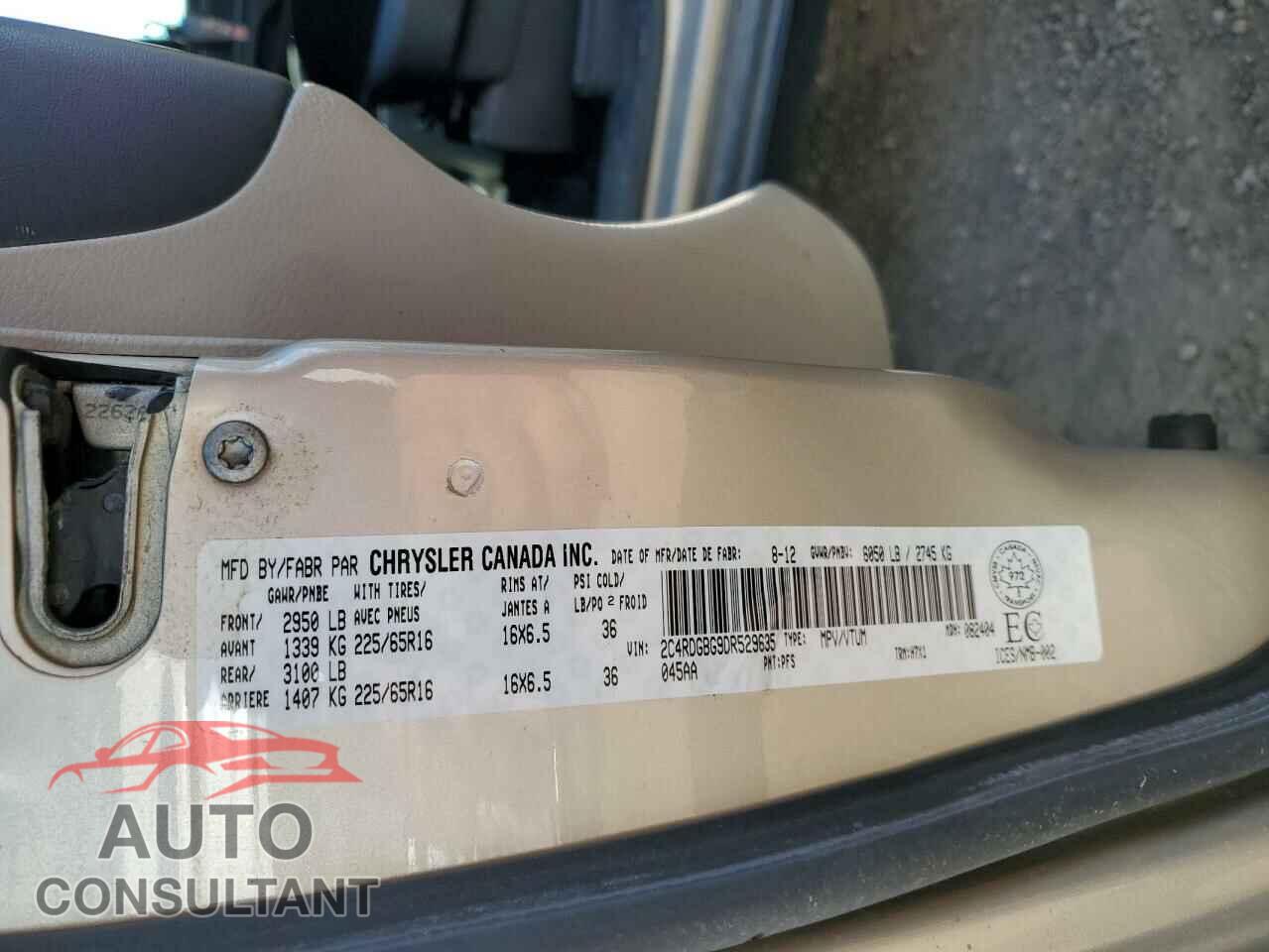 DODGE CARAVAN 2013 - 2C4RDGBG9DR529635