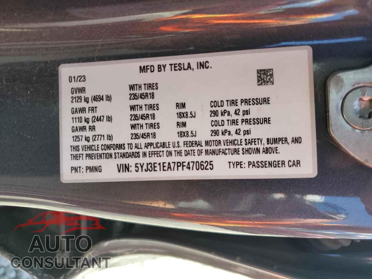 TESLA MODEL 3 2023 - 5YJ3E1EA7PF470625