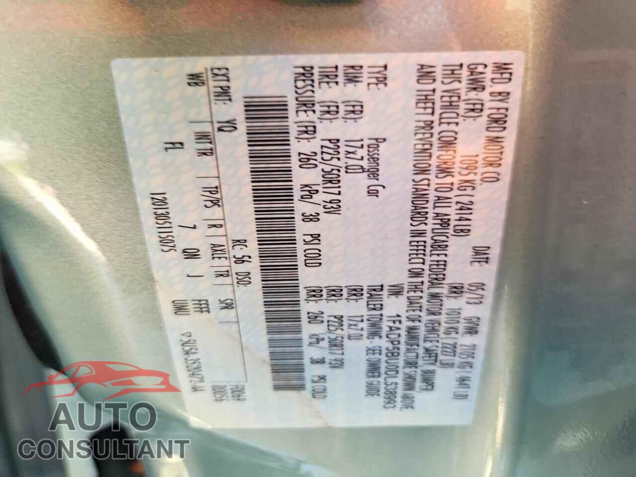FORD CMAX 2013 - 1FADP5BU0DL538993