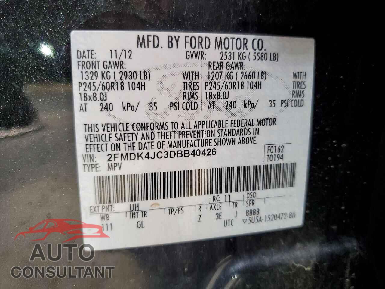 FORD EDGE 2013 - 2FMDK4JC3DBB40426