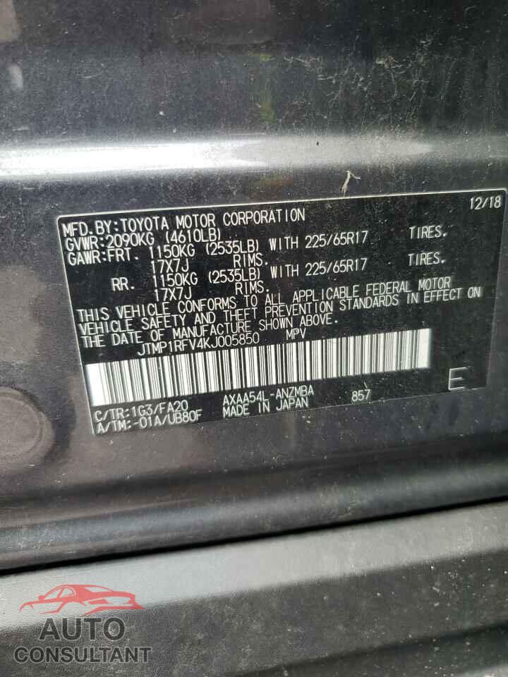 TOYOTA RAV4 2019 - JTMP1RFV4KJ005850