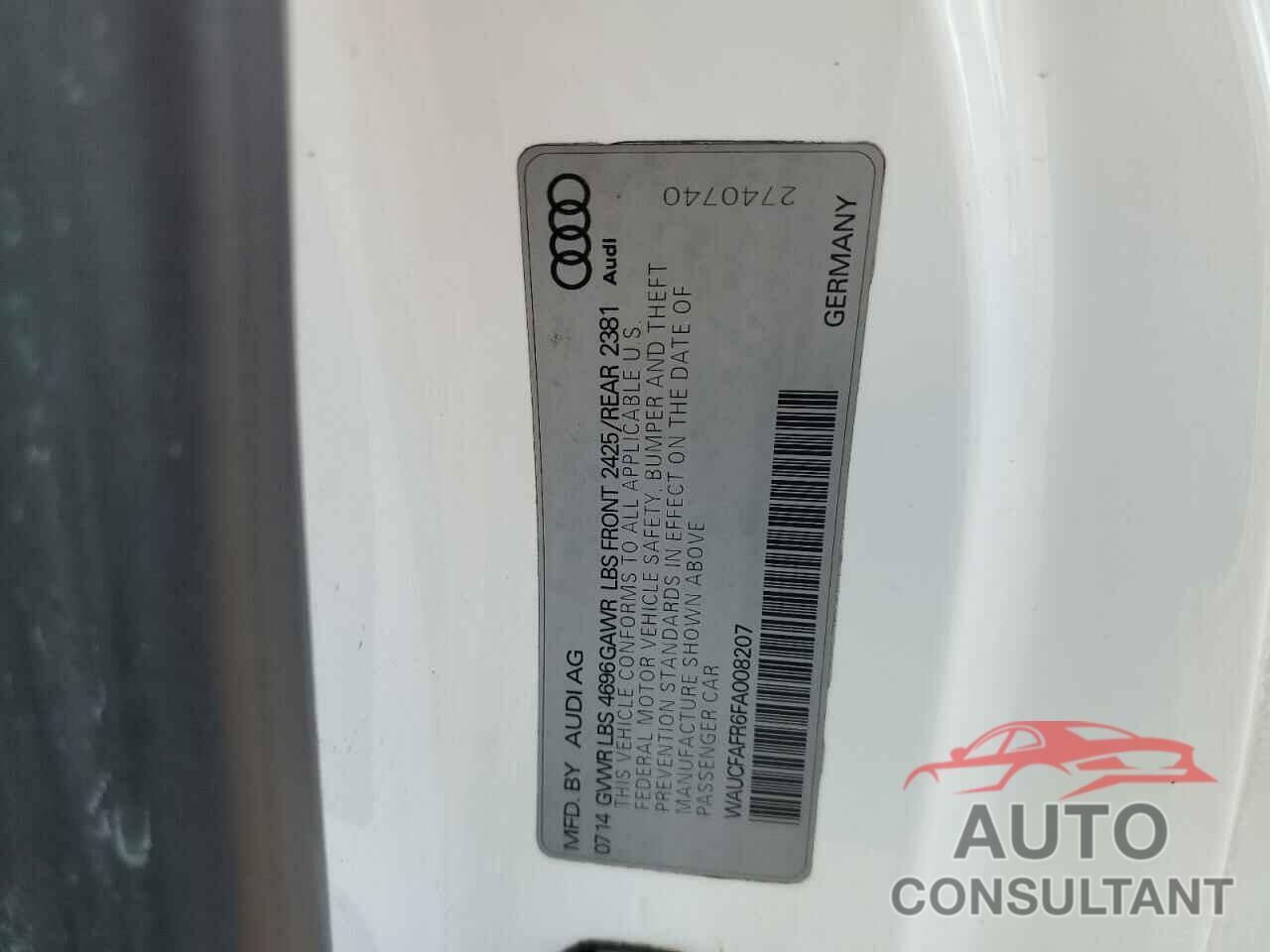 AUDI A5 2015 - WAUCFAFR6FA008207