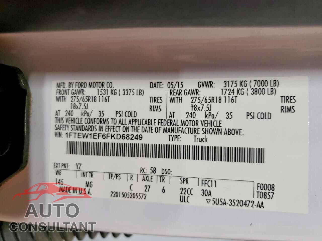 FORD F150 SUPER 2015 - 1FTEW1EF6FKD68249