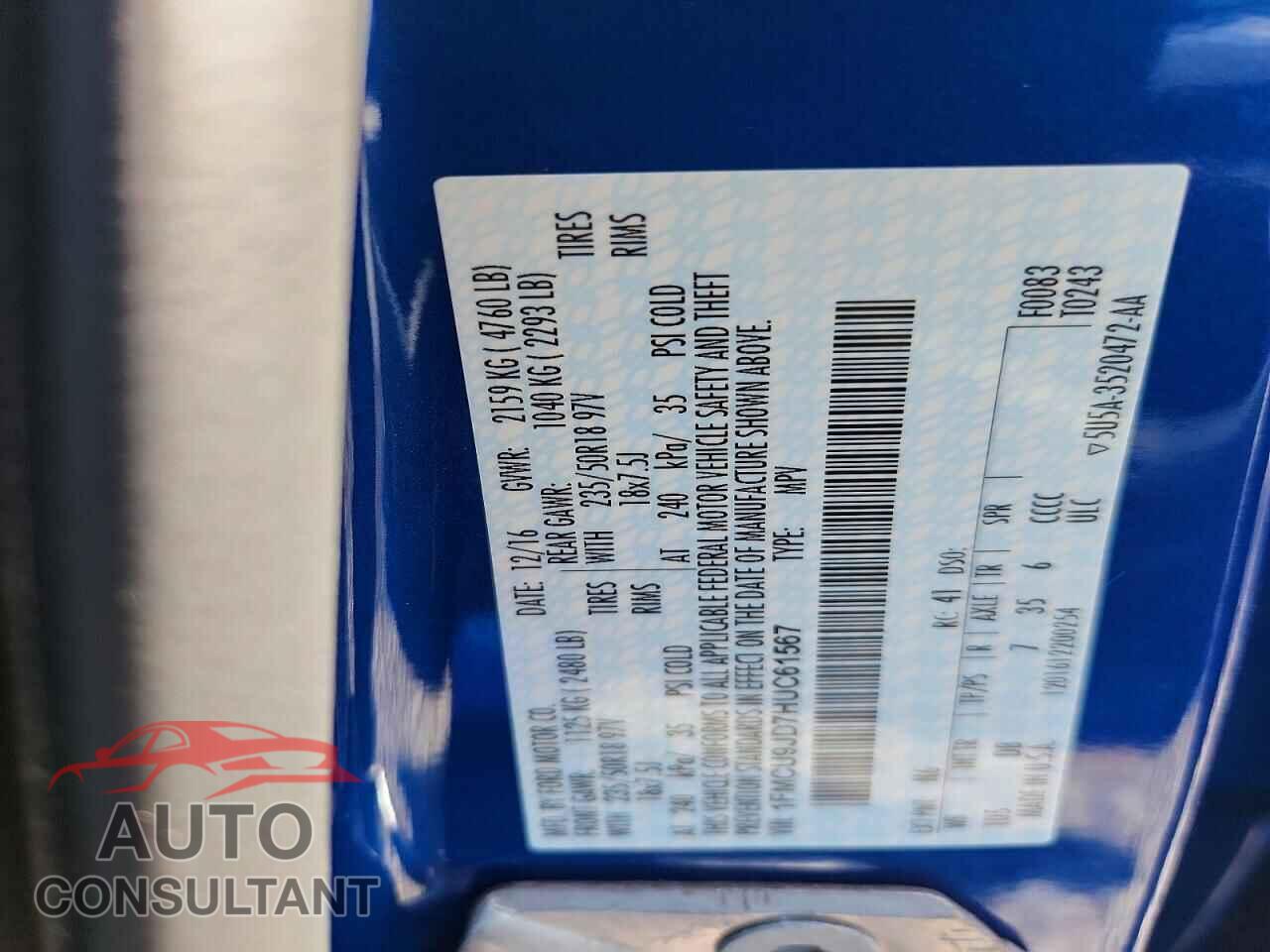 FORD ESCAPE 2017 - 1FMCU9JD7HUC61567