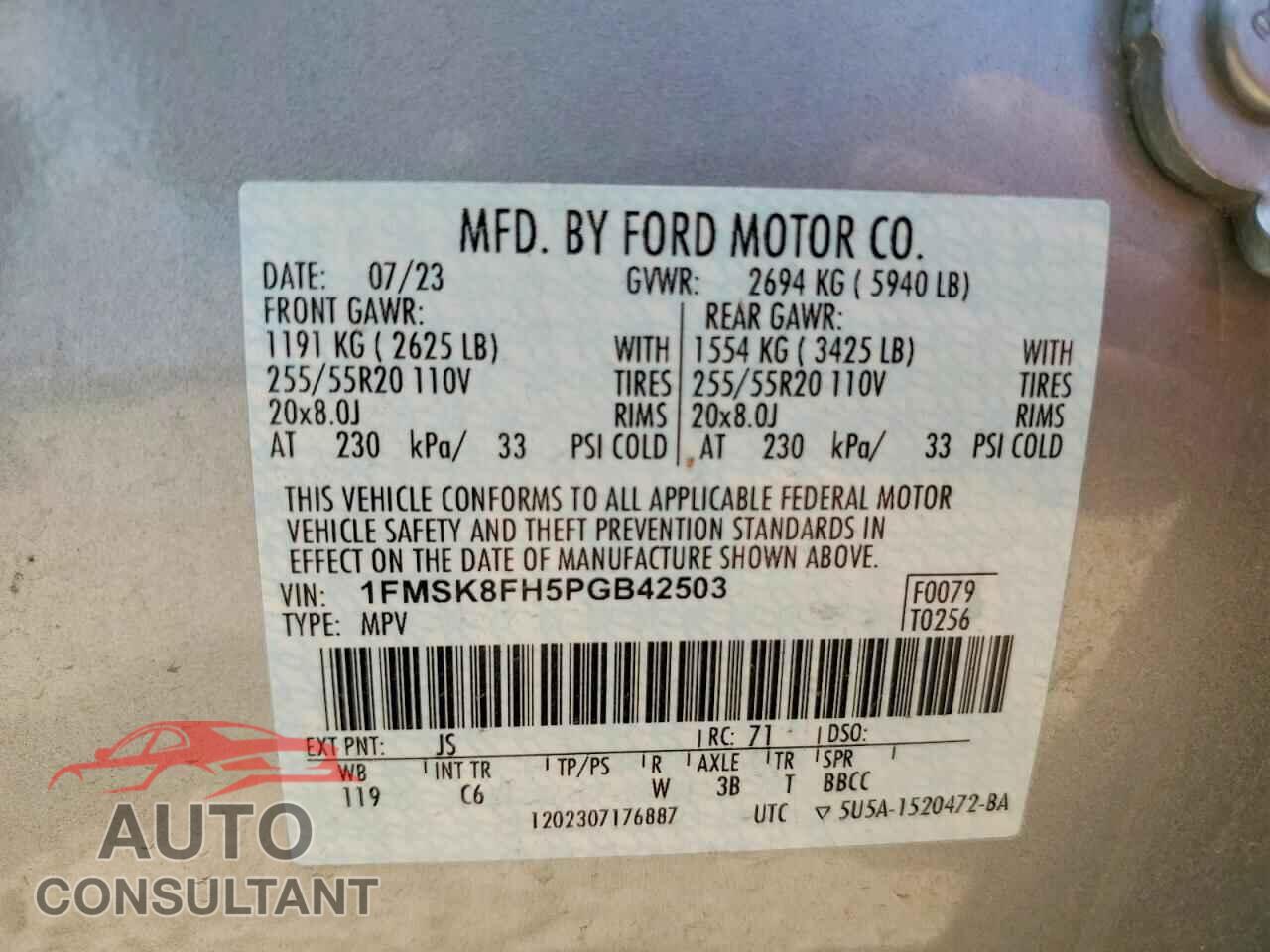 FORD EXPLORER 2023 - 1FMSK8FH5PGB42503