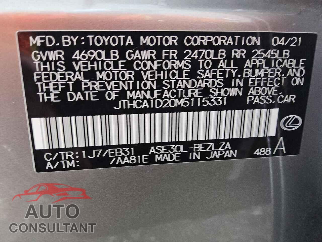 LEXUS IS 2021 - JTHCA1D20M5115331