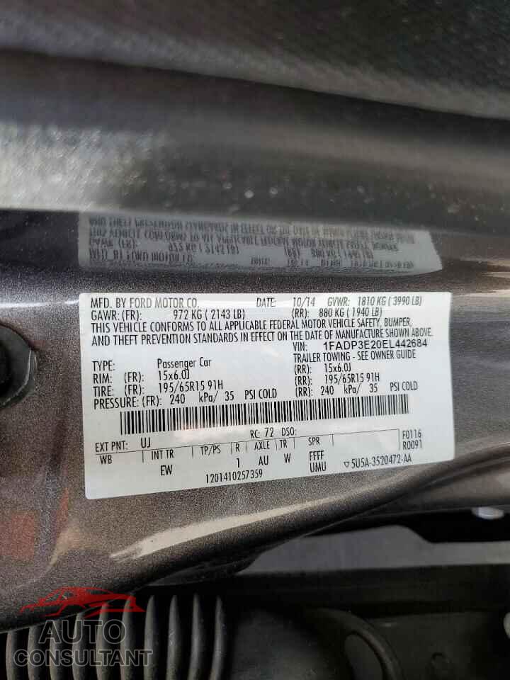 FORD FOCUS 2014 - 1FADP3E20EL442684