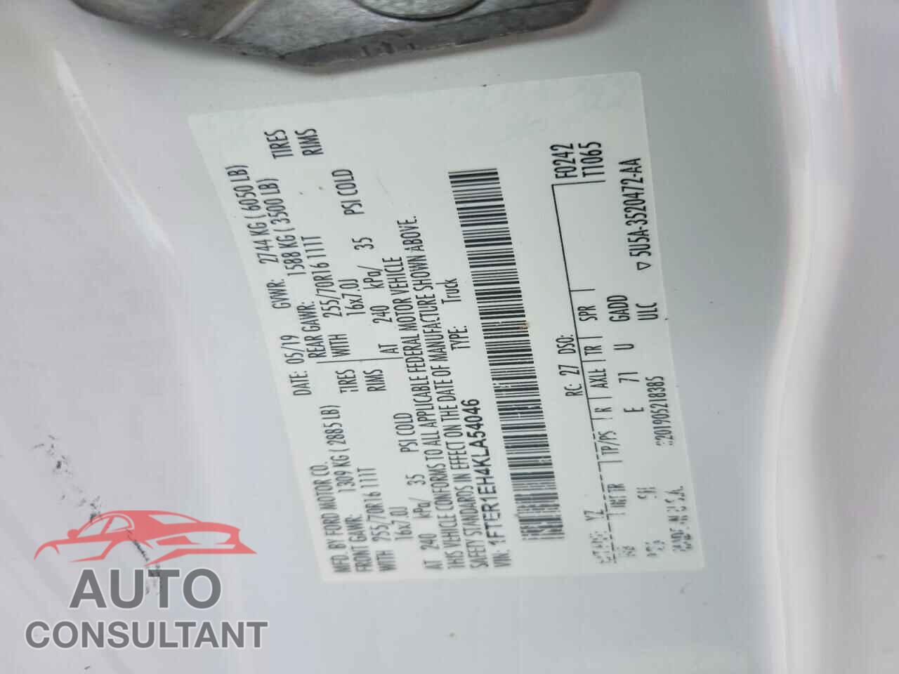 FORD RANGER 2019 - 1FTER1EH4KLA54046