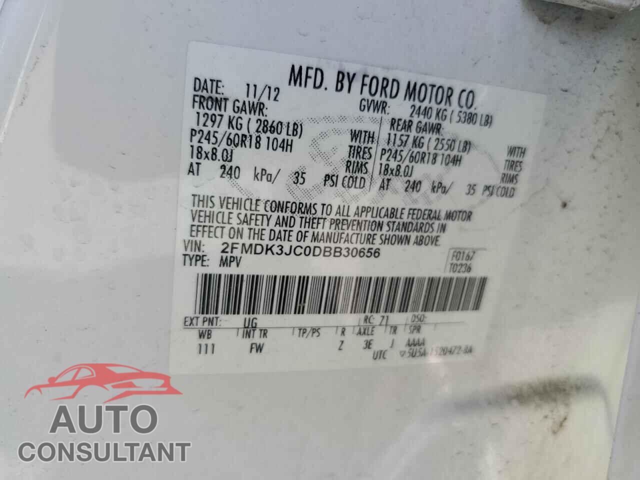 FORD EDGE 2013 - 2FMDK3JC0DBB30656