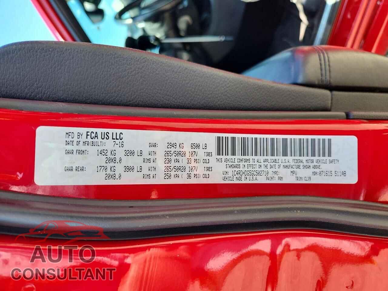 DODGE DURANGO 2016 - 1C4RDHDG5GC502710