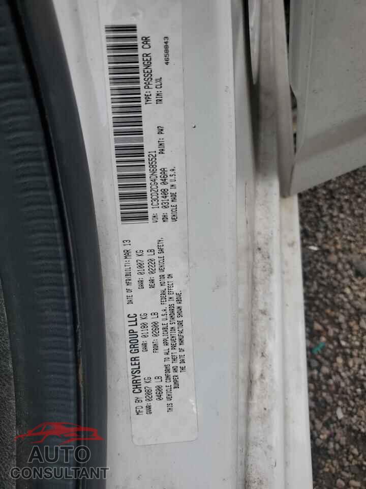 DODGE AVENGER 2013 - 1C3CDZCG4DN685521