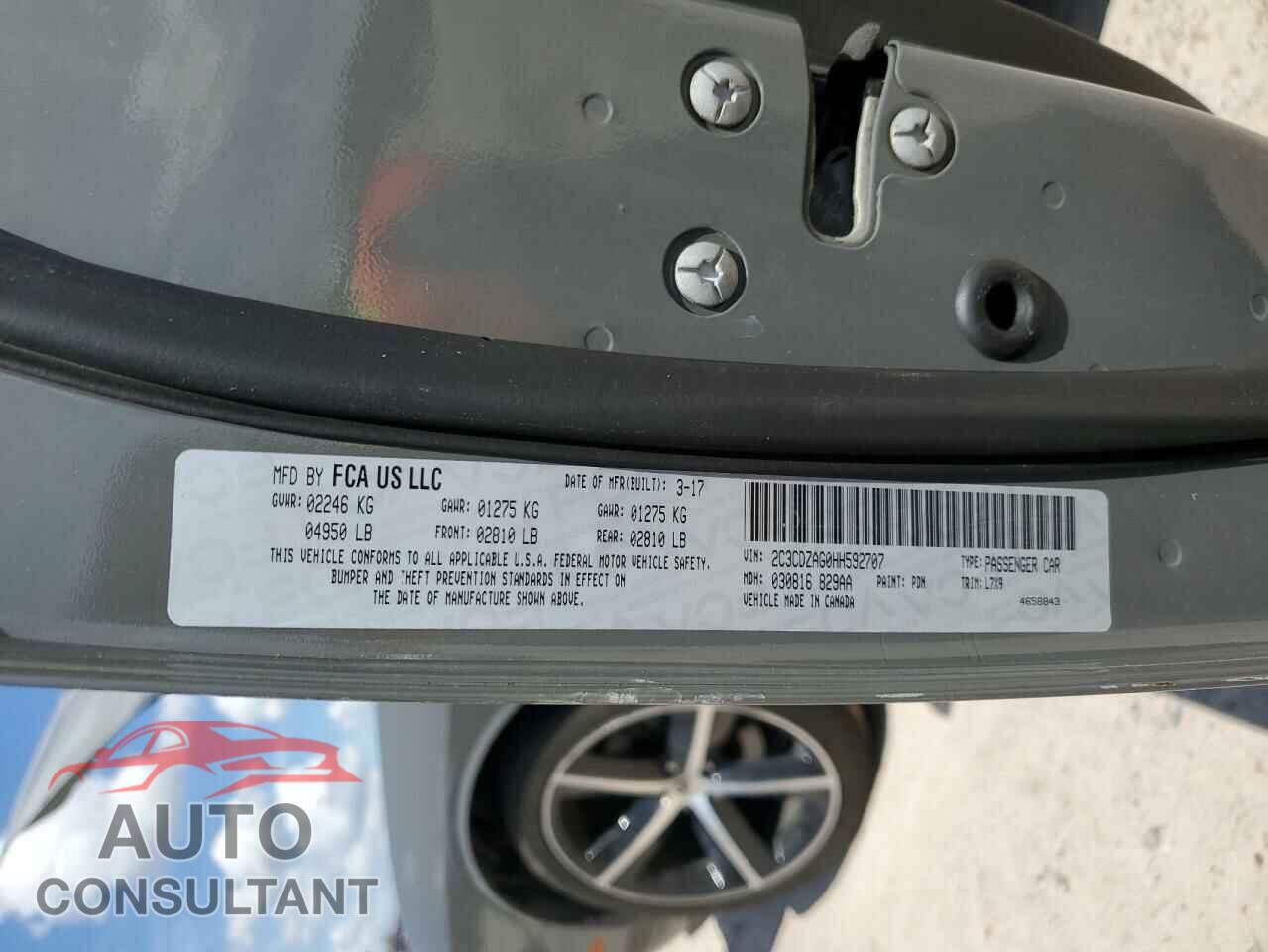 DODGE CHALLENGER 2017 - 2C3CDZAG0HH592707