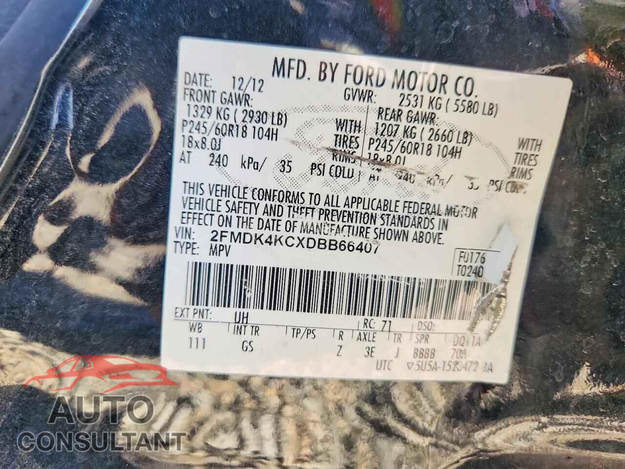 FORD EDGE 2013 - 2FMDK4KCXDBB66407