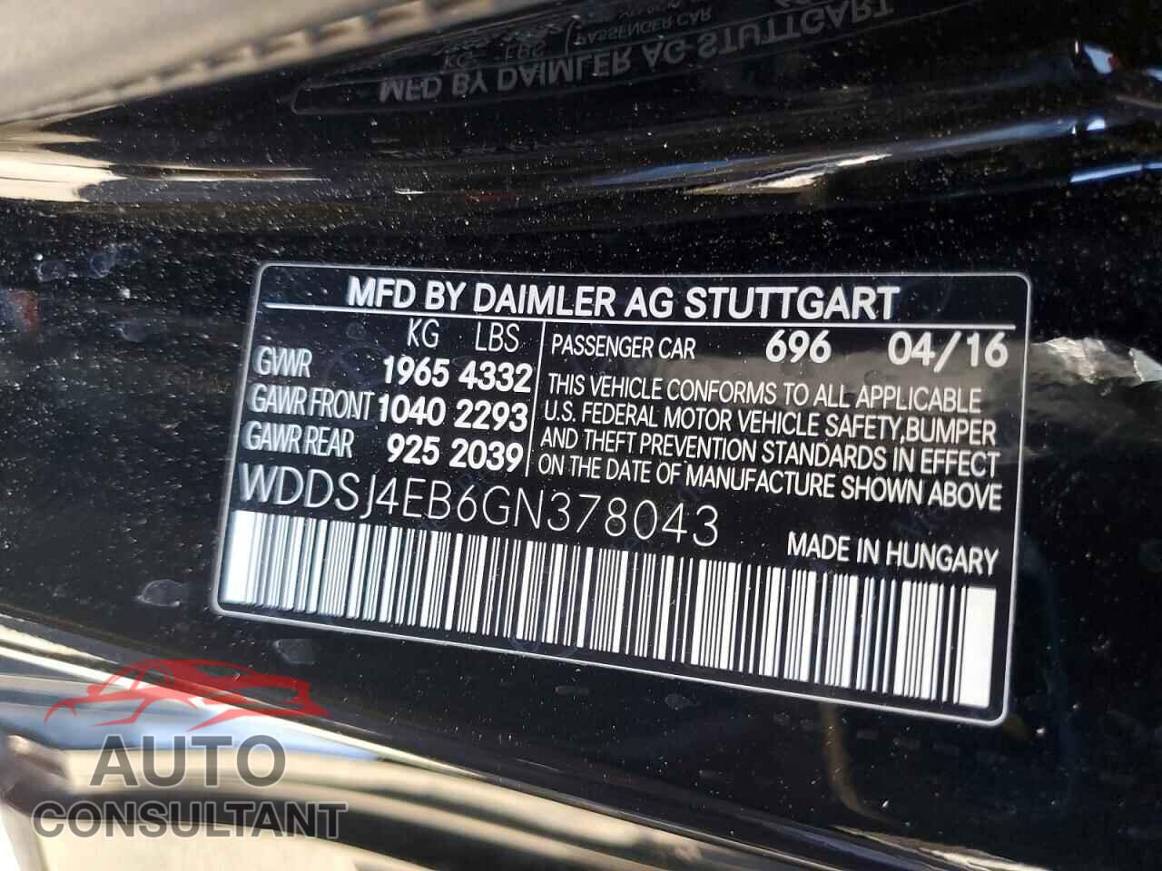MERCEDES-BENZ CLA-CLASS 2016 - WDDSJ4EB6GN378043