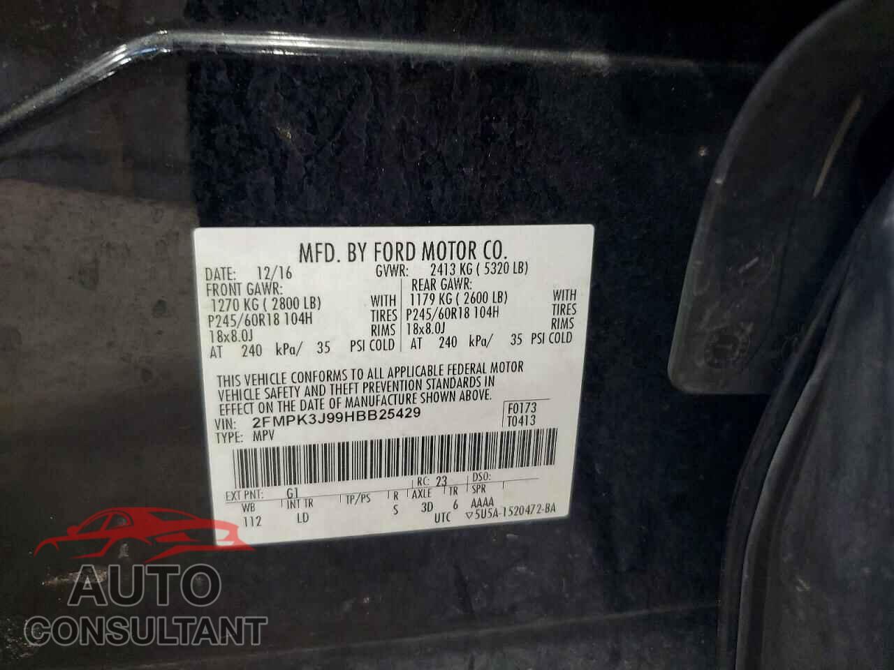 FORD EDGE 2017 - 2FMPK3J99HBB25429