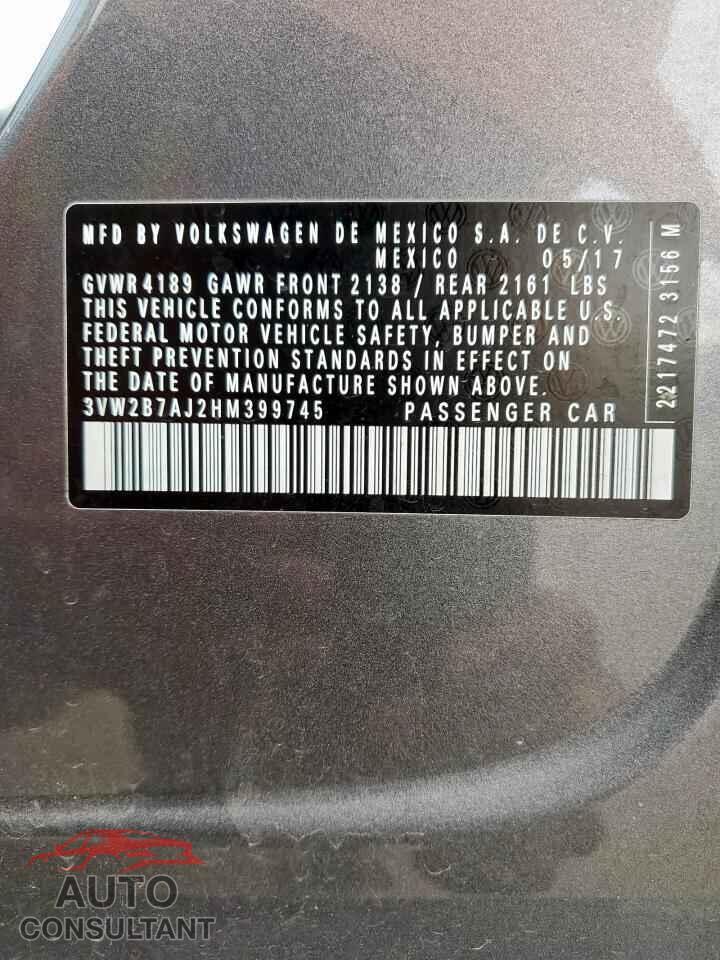 VOLKSWAGEN JETTA 2017 - 3VW2B7AJ2HM399745