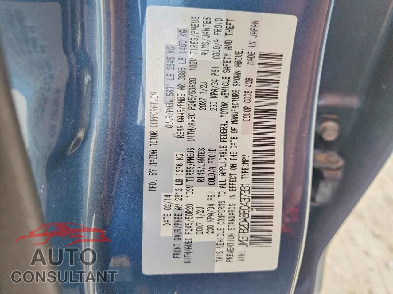 MAZDA CX-9 2014 - JM3TB2DA8E0437331
