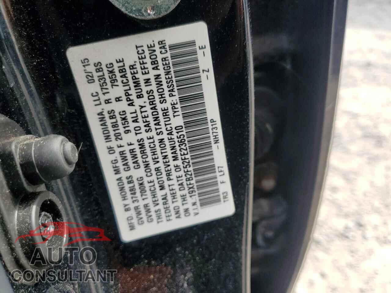 HONDA CIVIC 2015 - 19XFB2F52FE236510