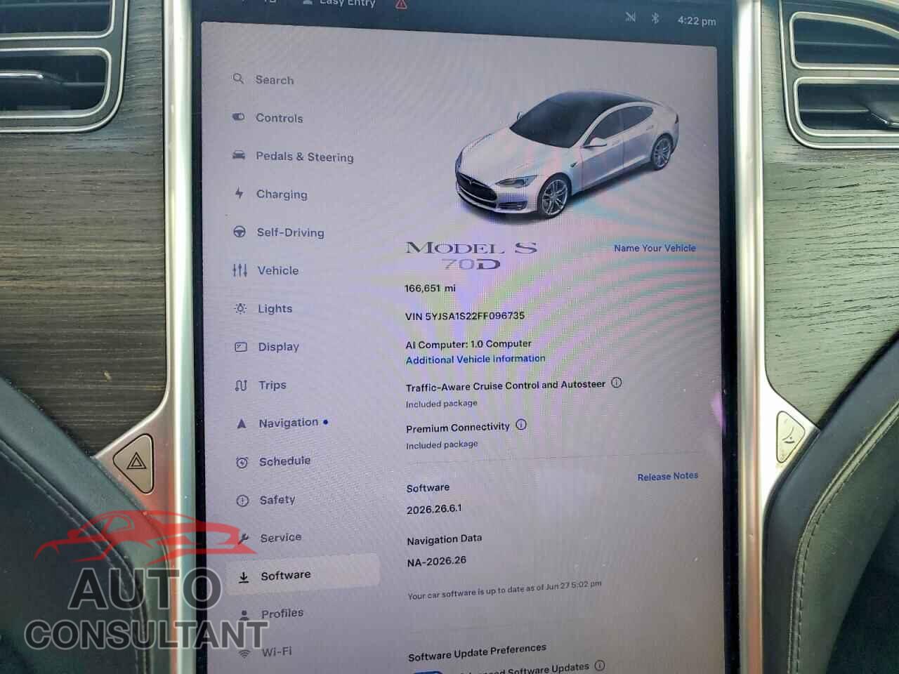 TESLA MODEL S 2015 - 5YJSA1S22FF096735
