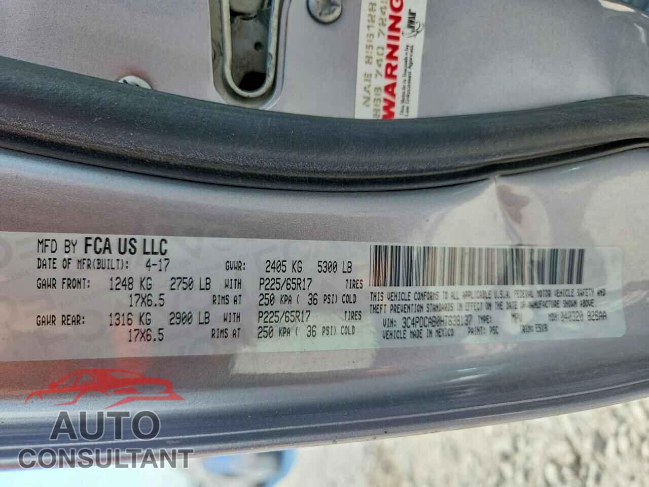 DODGE JOURNEY 2017 - 3C4PDCAB0HT638137