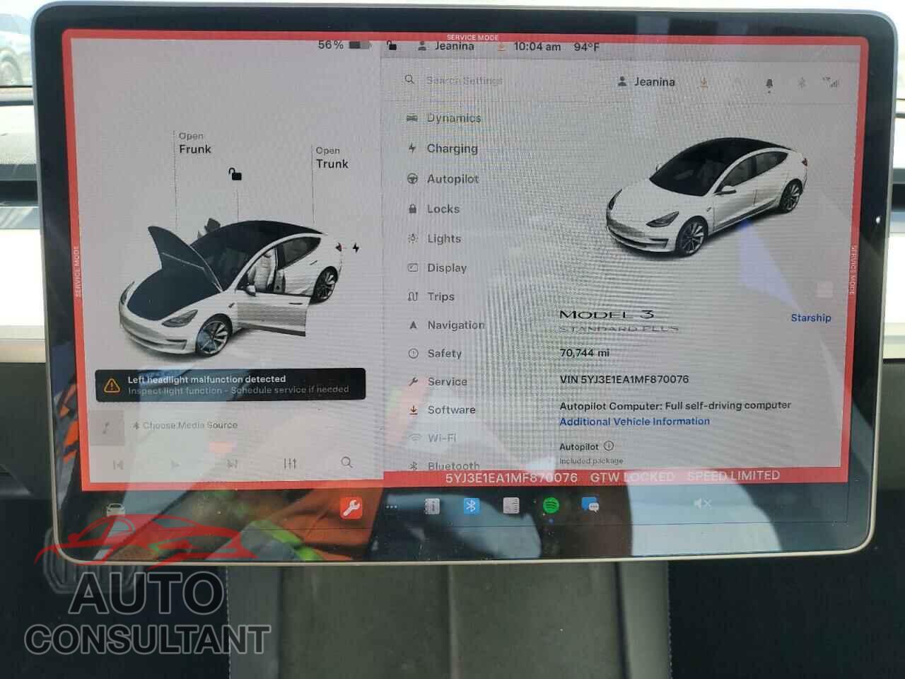 TESLA MODEL 3 2021 - 5YJ3E1EA1MF870076