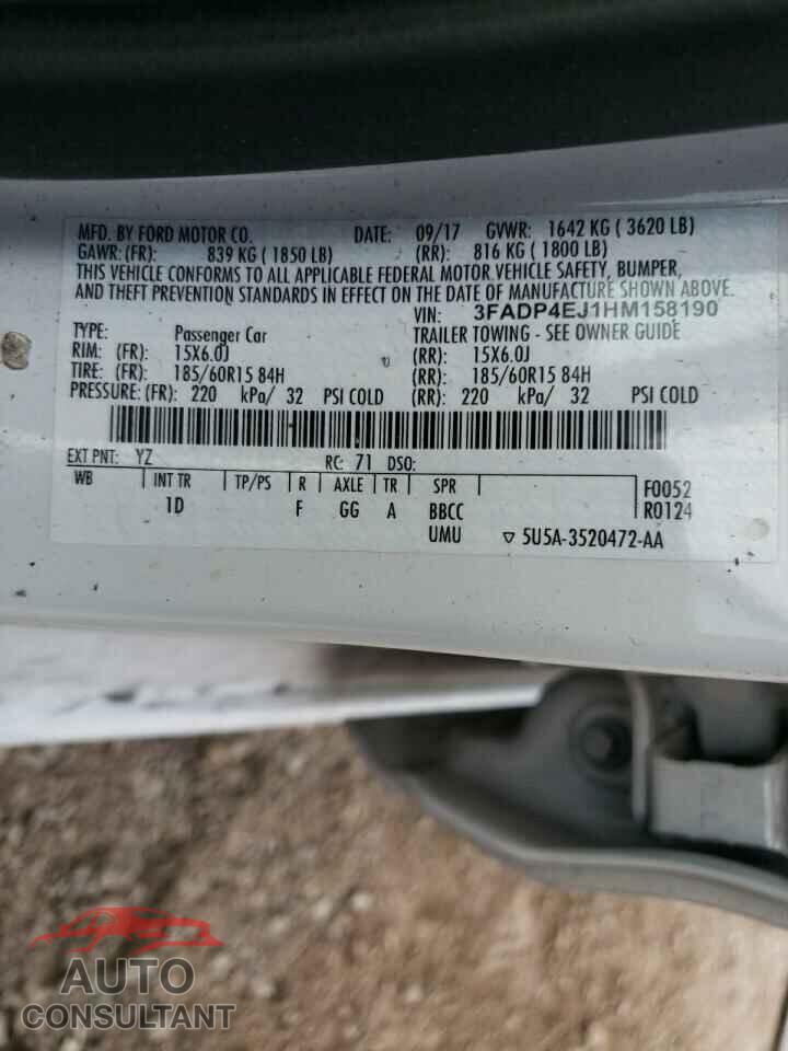 FORD FIESTA 2017 - 3FADP4EJ1HM158190