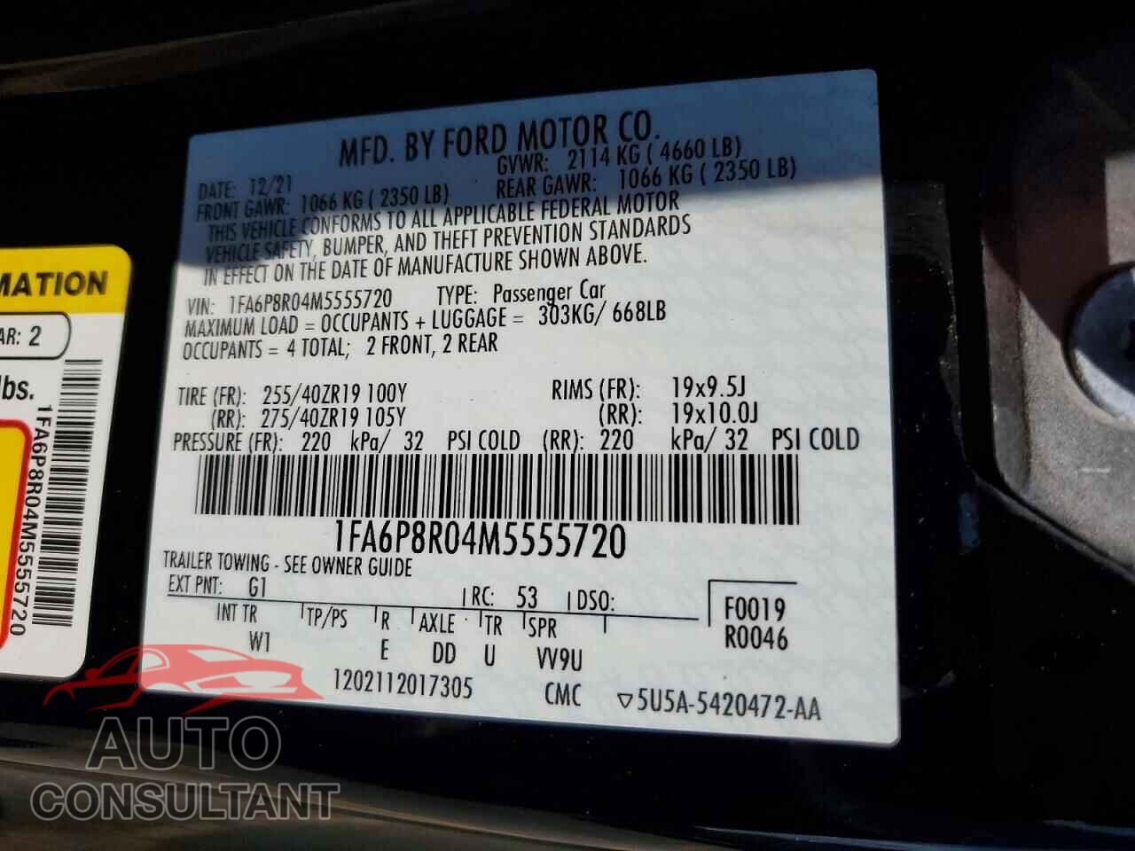 FORD MUSTANG 2021 - 1FA6P8R04M5555720